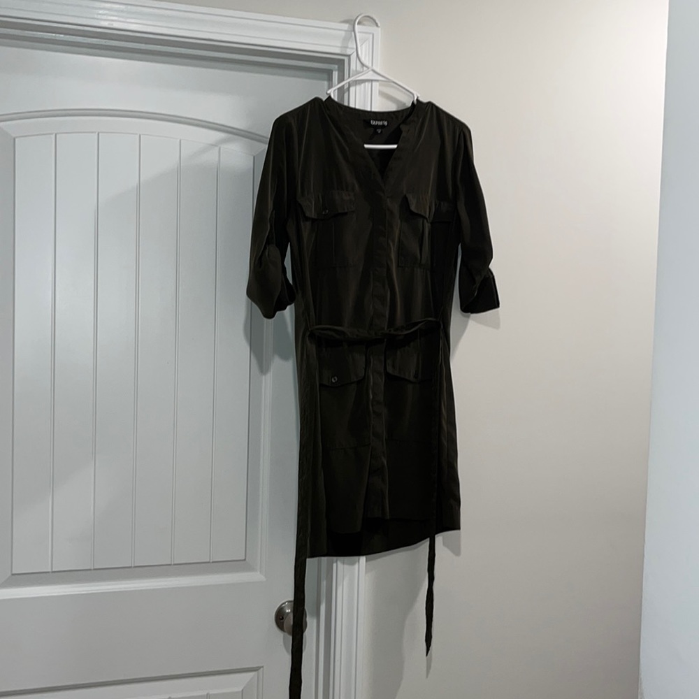 Army green express dress with rope tie